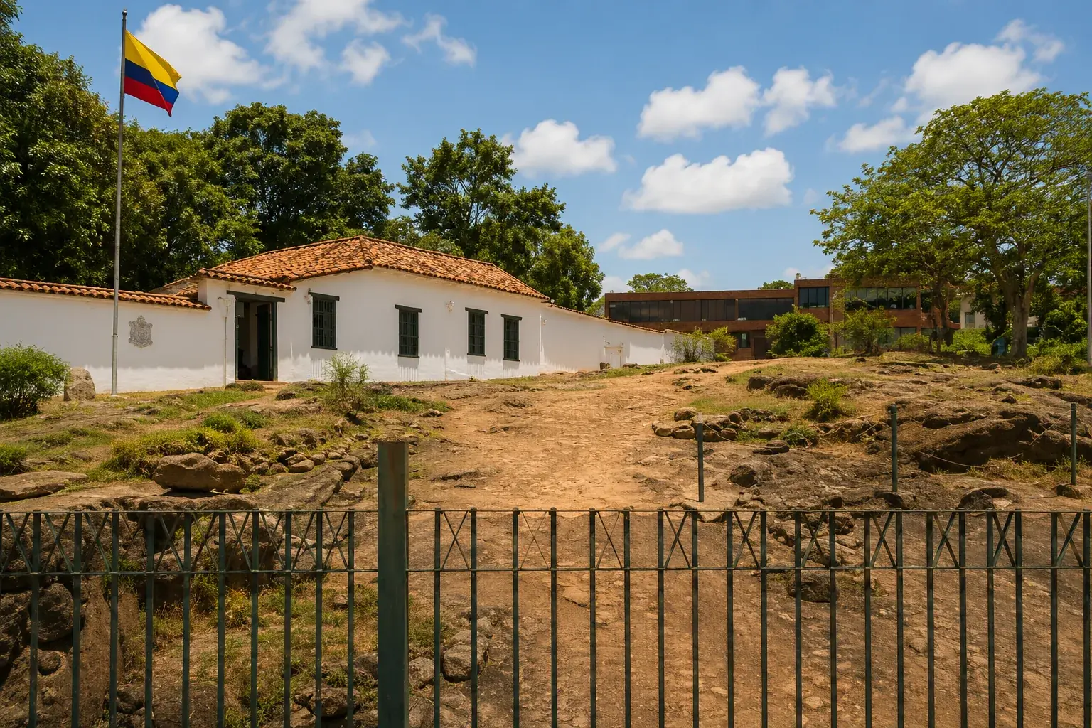 Casa colonial sobre las lajas de piedra del casco historico de Ciudad Bolivar